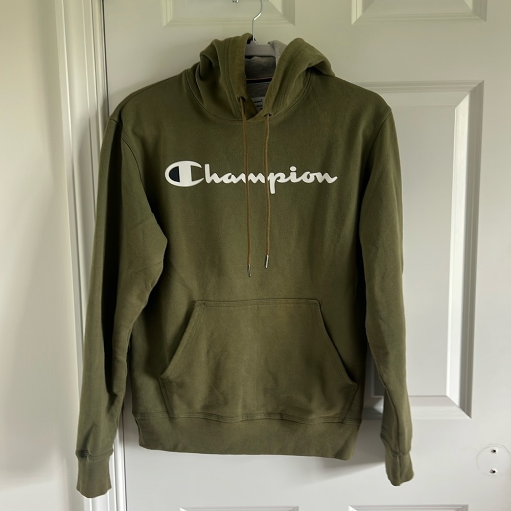 Champion Sweatshirt Hoodie Men Small Athleticwear Graphic Embroidered Logo Green